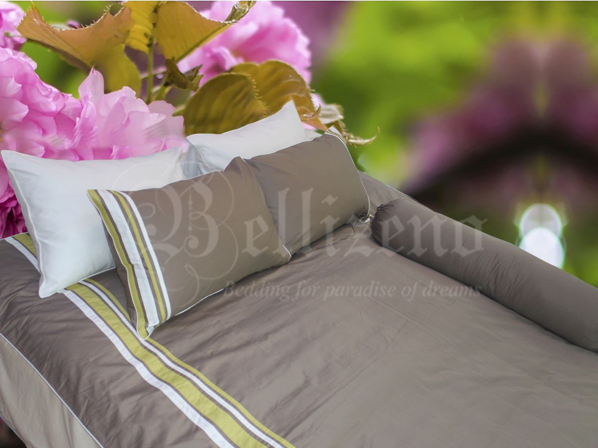 Vỏ chăn gối phối màu - nâu đất / trắng 2